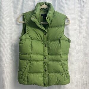 Lands’ End Women’s Avocado Green Down Puffer Vest Packable Outdoor 8